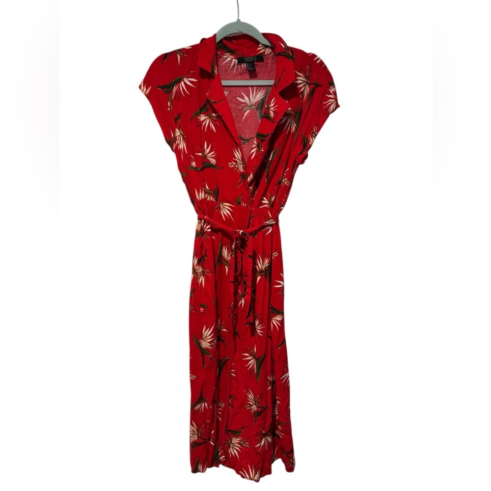 Forever 21 Tropical Hawaiian wrap dress with matching fabric belt